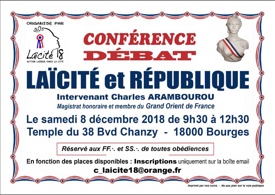 Laïcité et Répubique Bourges 8 décembre 2018